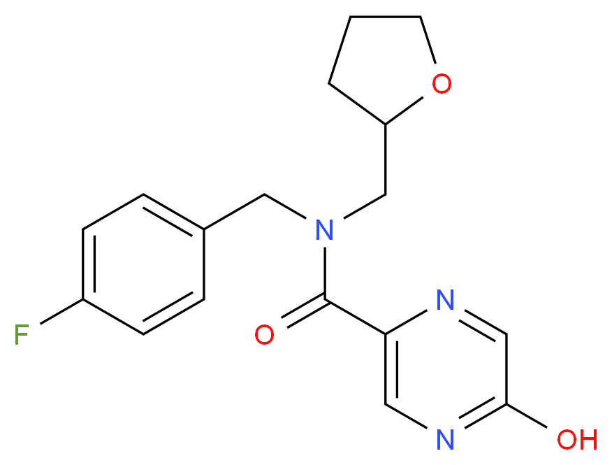 N-(4-fluorobenzyl)-5-hydroxy-N-(tetrahydrofuran-2-ylmethyl)pyrazine-2-carboxamide_Molecular_structure_CAS_)
