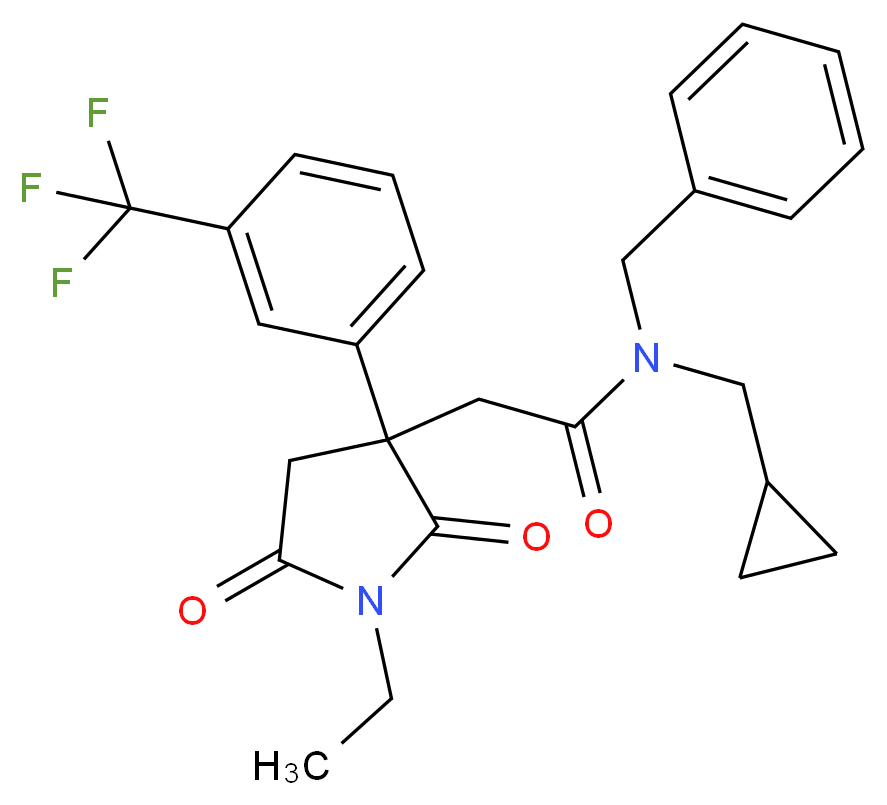N-benzyl-N-(cyclopropylmethyl)-2-{1-ethyl-2,5-dioxo-3-[3-(trifluoromethyl)phenyl]-3-pyrrolidinyl}acetamide_Molecular_structure_CAS_)