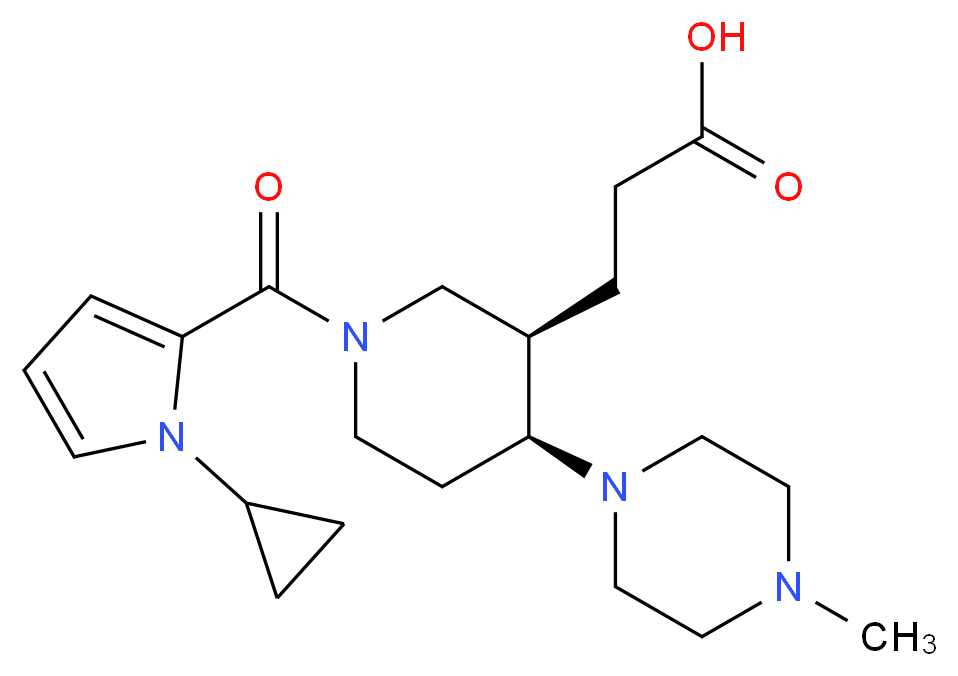 3-[(3R*,4S*)-1-[(1-cyclopropyl-1H-pyrrol-2-yl)carbonyl]-4-(4-methylpiperazin-1-yl)piperidin-3-yl]propanoic acid_Molecular_structure_CAS_)