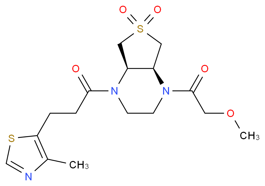 (4aR*,7aS*)-1-(methoxyacetyl)-4-[3-(4-methyl-1,3-thiazol-5-yl)propanoyl]octahydrothieno[3,4-b]pyrazine 6,6-dioxide_Molecular_structure_CAS_)