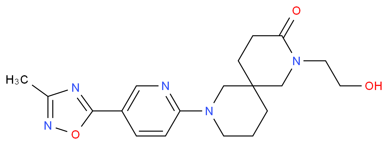 2-(2-hydroxyethyl)-8-[5-(3-methyl-1,2,4-oxadiazol-5-yl)-2-pyridinyl]-2,8-diazaspiro[5.5]undecan-3-one_Molecular_structure_CAS_)