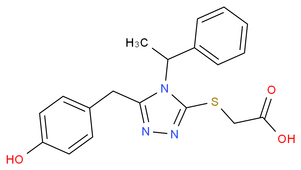 {[5-(4-hydroxybenzyl)-4-(1-phenylethyl)-4H-1,2,4-triazol-3-yl]thio}acetic acid_Molecular_structure_CAS_)