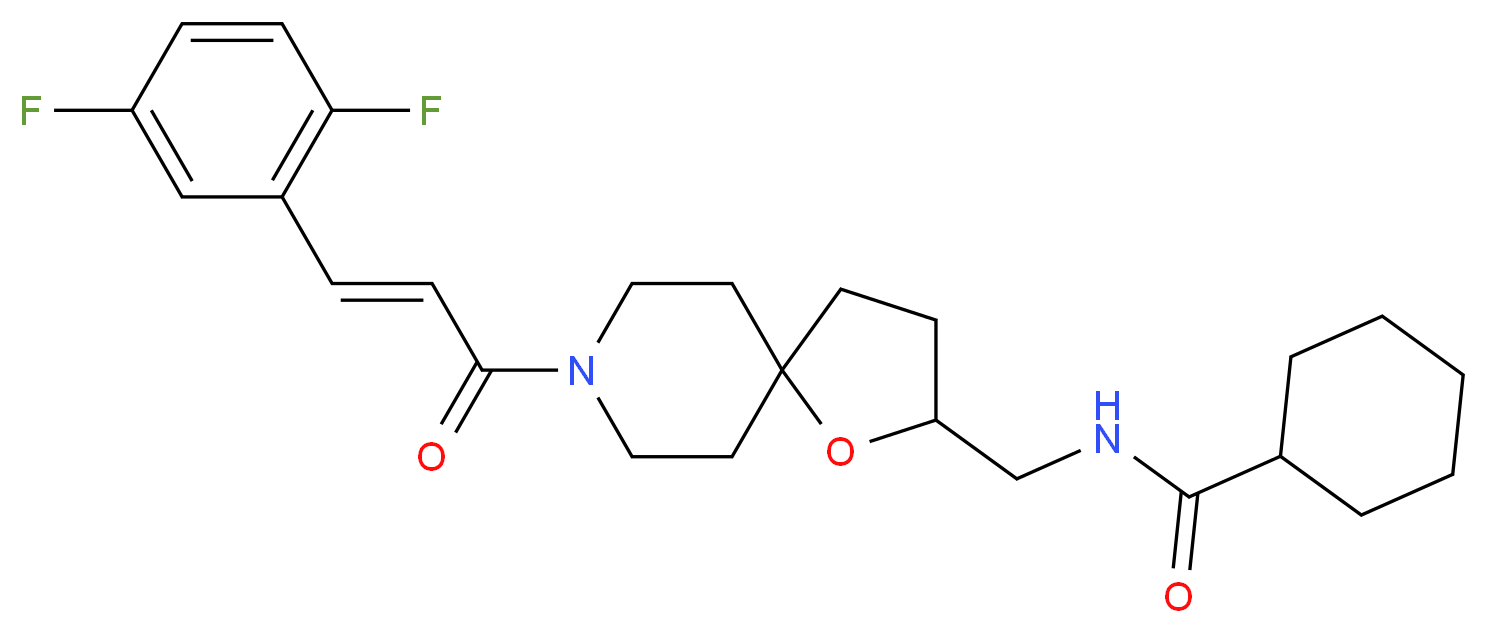 N-({8-[(2E)-3-(2,5-difluorophenyl)-2-propenoyl]-1-oxa-8-azaspiro[4.5]dec-2-yl}methyl)cyclohexanecarboxamide_Molecular_structure_CAS_)