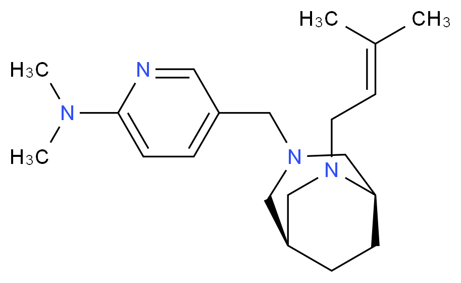 N,N-dimethyl-5-{[(1S*,5R*)-6-(3-methylbut-2-en-1-yl)-3,6-diazabicyclo[3.2.2]non-3-yl]methyl}pyridin-2-amine_Molecular_structure_CAS_)