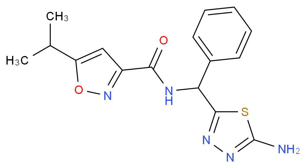 N-[(5-amino-1,3,4-thiadiazol-2-yl)(phenyl)methyl]-5-isopropyl-3-isoxazolecarboxamide_Molecular_structure_CAS_)