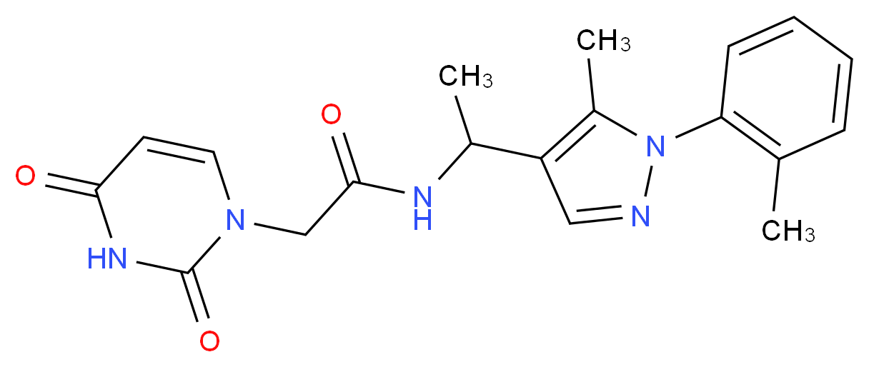 2-(2,4-dioxo-3,4-dihydropyrimidin-1(2H)-yl)-N-{1-[5-methyl-1-(2-methylphenyl)-1H-pyrazol-4-yl]ethyl}acetamide_Molecular_structure_CAS_)
