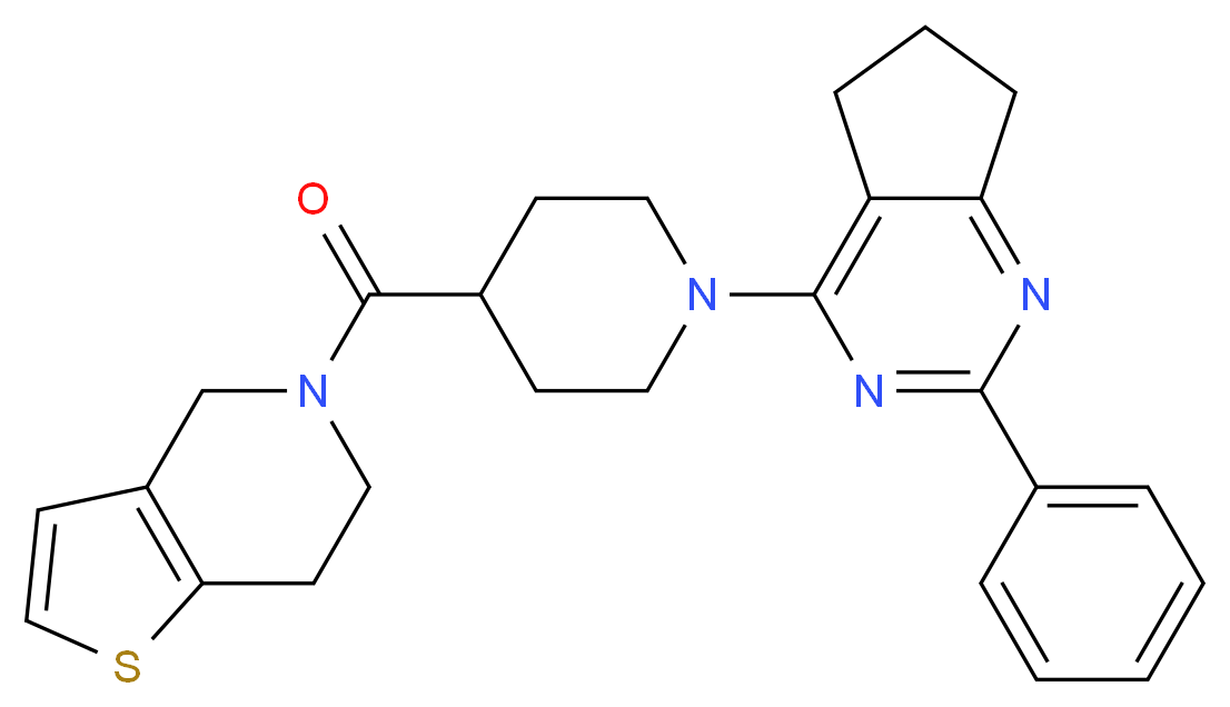 5-{[1-(2-phenyl-6,7-dihydro-5H-cyclopenta[d]pyrimidin-4-yl)-4-piperidinyl]carbonyl}-4,5,6,7-tetrahydrothieno[3,2-c]pyridine_Molecular_structure_CAS_)