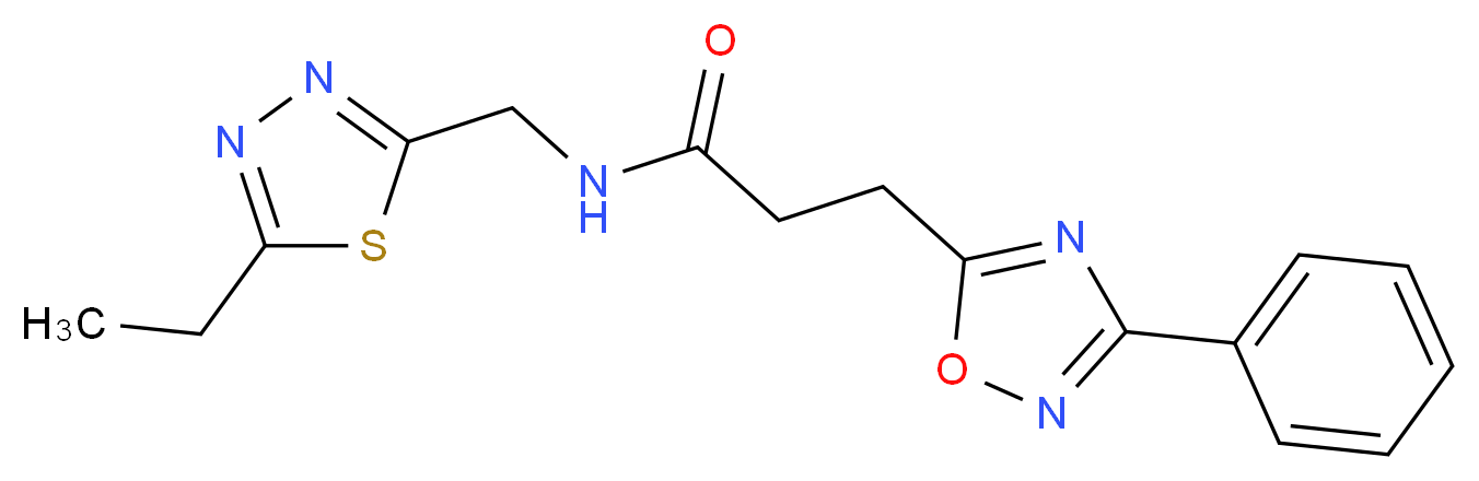 N-[(5-ethyl-1,3,4-thiadiazol-2-yl)methyl]-3-(3-phenyl-1,2,4-oxadiazol-5-yl)propanamide_Molecular_structure_CAS_)