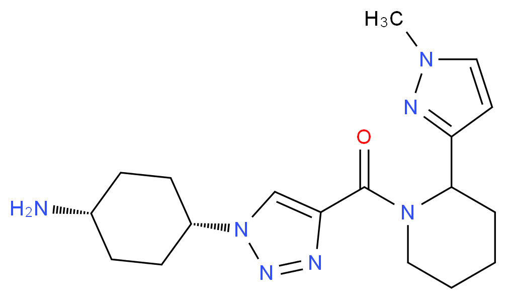 [cis-4-(4-{[2-(1-methyl-1H-pyrazol-3-yl)piperidin-1-yl]carbonyl}-1H-1,2,3-triazol-1-yl)cyclohexyl]amine_Molecular_structure_CAS_)
