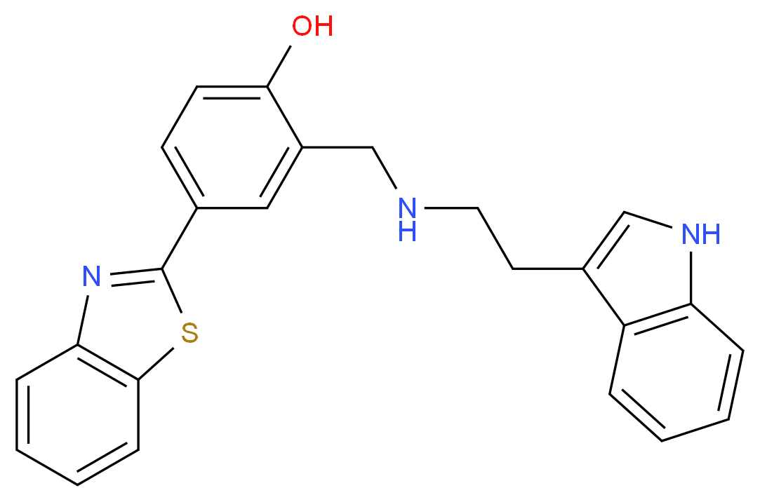 4-(1,3-benzothiazol-2-yl)-2-({[2-(1H-indol-3-yl)ethyl]amino}methyl)phenol_Molecular_structure_CAS_)