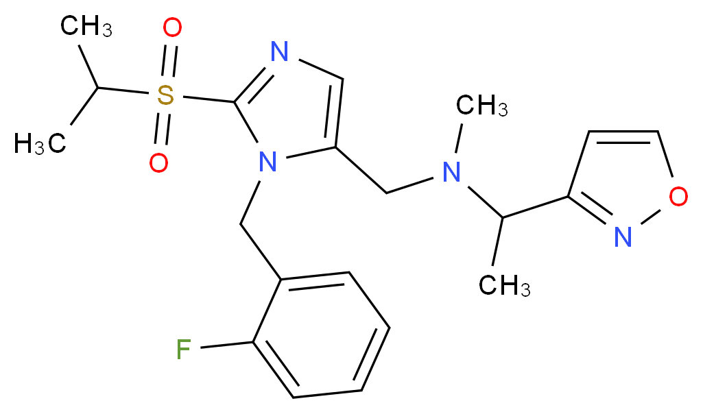N-{[1-(2-fluorobenzyl)-2-(isopropylsulfonyl)-1H-imidazol-5-yl]methyl}-1-(3-isoxazolyl)-N-methylethanamine_Molecular_structure_CAS_)