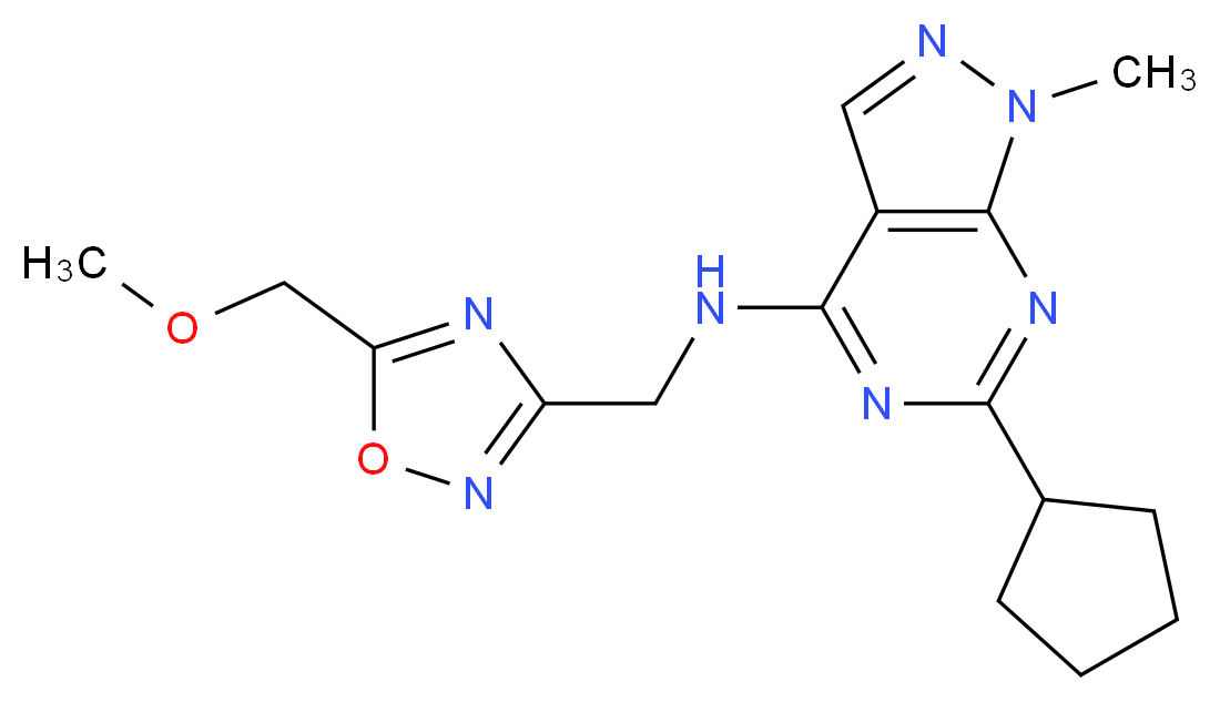 6-cyclopentyl-N-{[5-(methoxymethyl)-1,2,4-oxadiazol-3-yl]methyl}-1-methyl-1H-pyrazolo[3,4-d]pyrimidin-4-amine_Molecular_structure_CAS_)