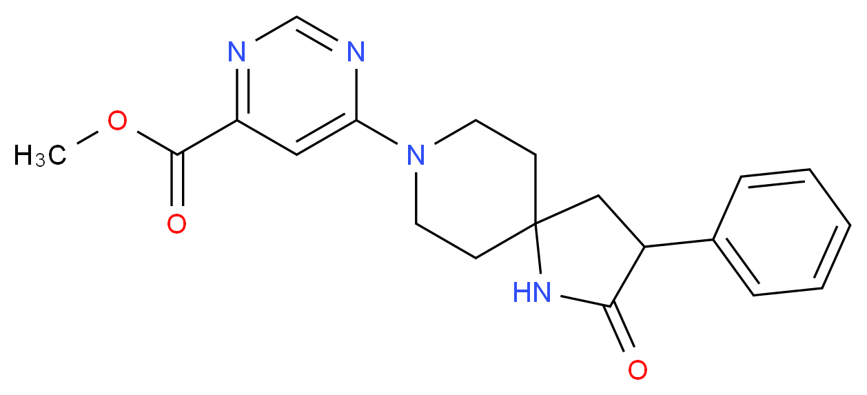 methyl 6-(2-oxo-3-phenyl-1,8-diazaspiro[4.5]dec-8-yl)-4-pyrimidinecarboxylate_Molecular_structure_CAS_)