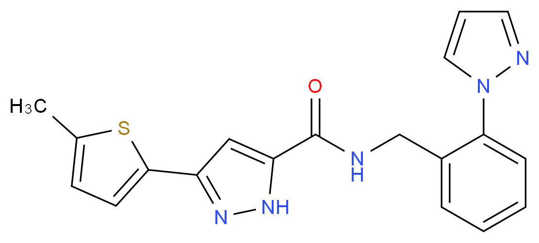 3-(5-methyl-2-thienyl)-N-[2-(1H-pyrazol-1-yl)benzyl]-1H-pyrazole-5-carboxamide_Molecular_structure_CAS_)