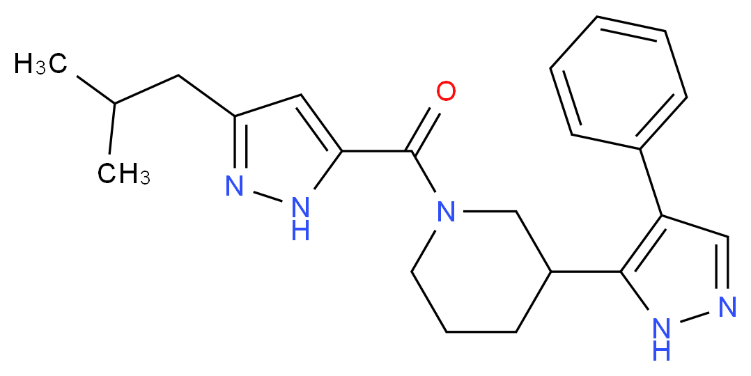 1-[(3-isobutyl-1H-pyrazol-5-yl)carbonyl]-3-(4-phenyl-1H-pyrazol-5-yl)piperidine_Molecular_structure_CAS_)