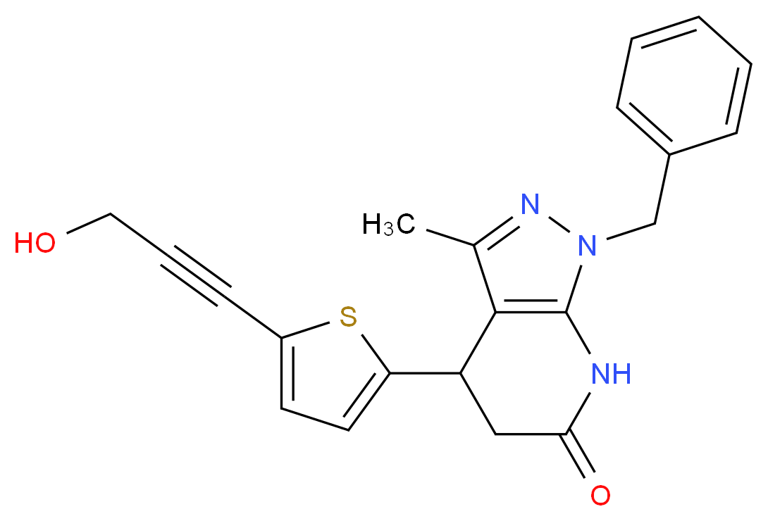 1-benzyl-4-[5-(3-hydroxyprop-1-yn-1-yl)-2-thienyl]-3-methyl-1,4,5,7-tetrahydro-6H-pyrazolo[3,4-b]pyridin-6-one_Molecular_structure_CAS_)