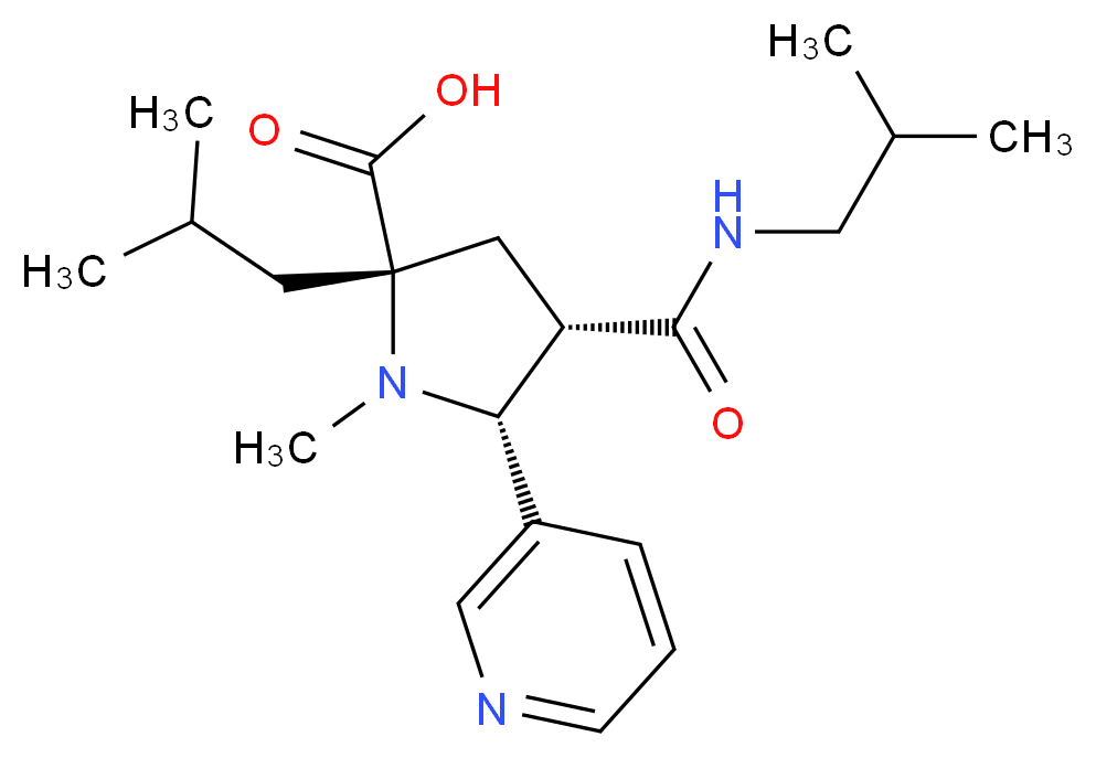 (2S*,4S*,5R*)-2-isobutyl-4-[(isobutylamino)carbonyl]-1-methyl-5-pyridin-3-ylpyrrolidine-2-carboxylic acid_Molecular_structure_CAS_)