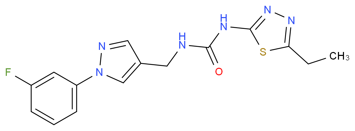 N-(5-ethyl-1,3,4-thiadiazol-2-yl)-N'-{[1-(3-fluorophenyl)-1H-pyrazol-4-yl]methyl}urea_Molecular_structure_CAS_)