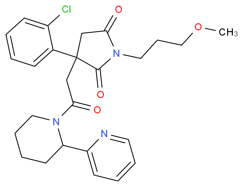 3-(2-chlorophenyl)-1-(3-methoxypropyl)-3-{2-oxo-2-[2-(2-pyridinyl)-1-piperidinyl]ethyl}-2,5-pyrrolidinedione_Molecular_structure_CAS_)