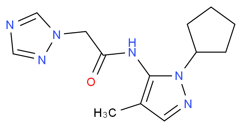 N-(1-cyclopentyl-4-methyl-1H-pyrazol-5-yl)-2-(1H-1,2,4-triazol-1-yl)acetamide_Molecular_structure_CAS_)