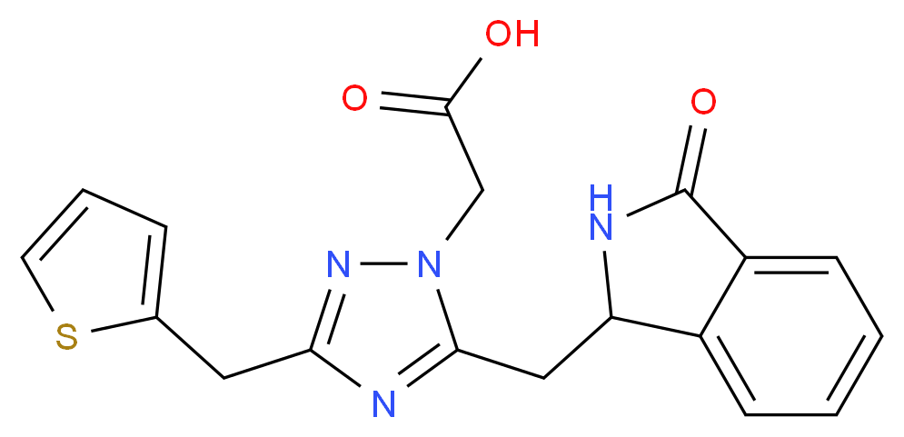 [5-[(3-oxo-2,3-dihydro-1H-isoindol-1-yl)methyl]-3-(2-thienylmethyl)-1H-1,2,4-triazol-1-yl]acetic acid_Molecular_structure_CAS_)