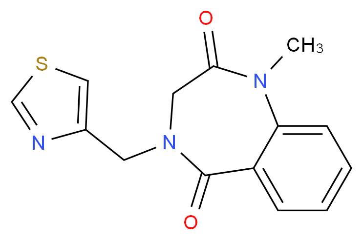 1-methyl-4-(1,3-thiazol-4-ylmethyl)-3,4-dihydro-1H-1,4-benzodiazepine-2,5-dione_Molecular_structure_CAS_)