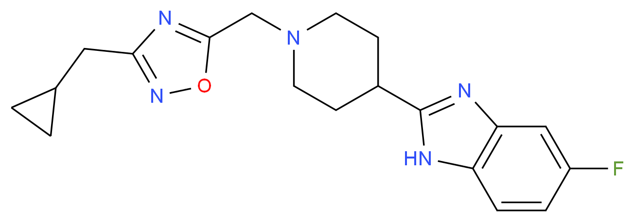 2-(1-{[3-(cyclopropylmethyl)-1,2,4-oxadiazol-5-yl]methyl}-4-piperidinyl)-5-fluoro-1H-benzimidazole_Molecular_structure_CAS_)