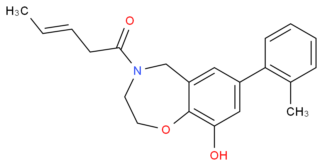 7-(2-methylphenyl)-4-[(3E)-pent-3-enoyl]-2,3,4,5-tetrahydro-1,4-benzoxazepin-9-ol_Molecular_structure_CAS_)