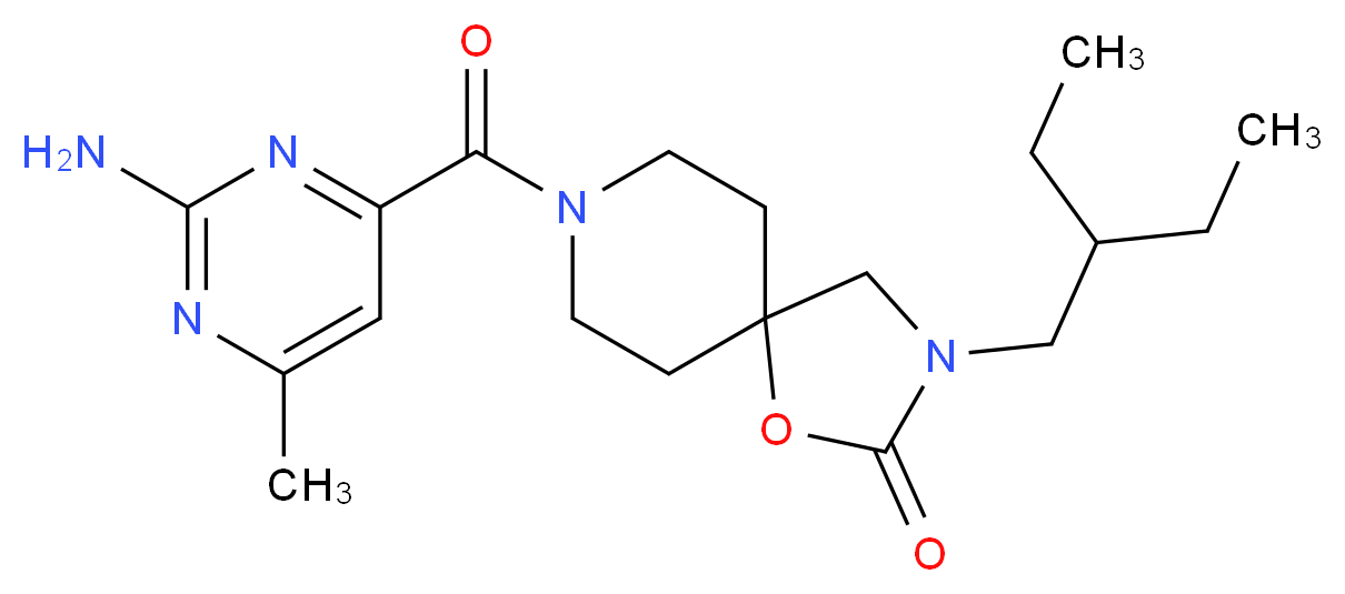 8-[(2-amino-6-methylpyrimidin-4-yl)carbonyl]-3-(2-ethylbutyl)-1-oxa-3,8-diazaspiro[4.5]decan-2-one_Molecular_structure_CAS_)