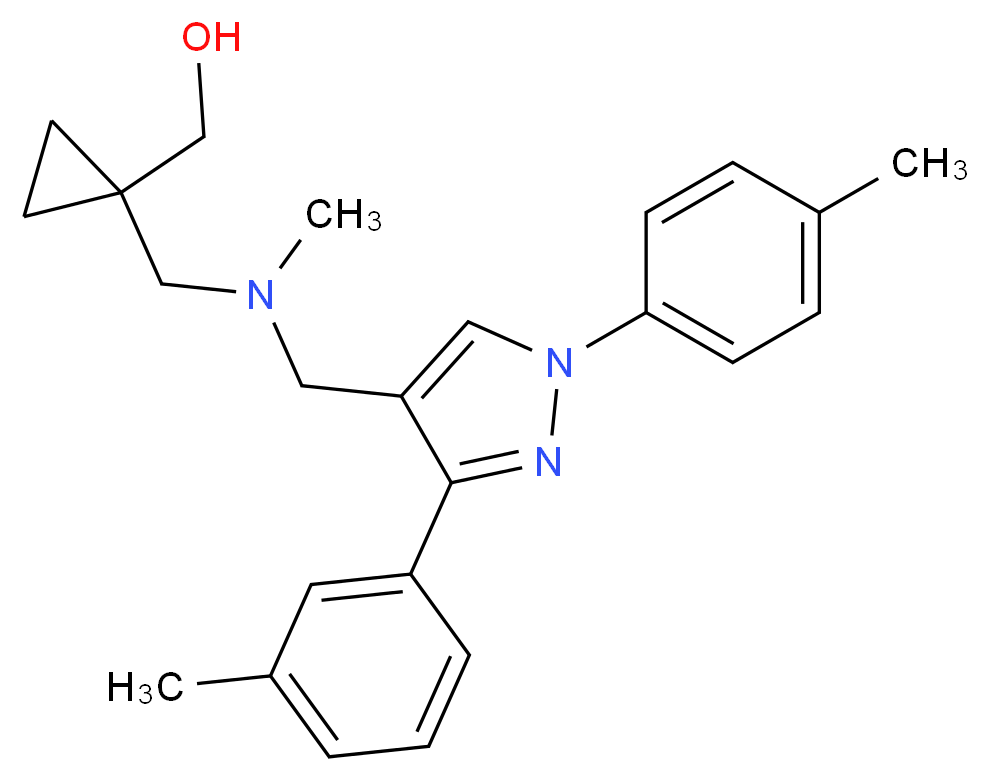 {1-[(methyl{[3-(3-methylphenyl)-1-(4-methylphenyl)-1H-pyrazol-4-yl]methyl}amino)methyl]cyclopropyl}methanol_Molecular_structure_CAS_)