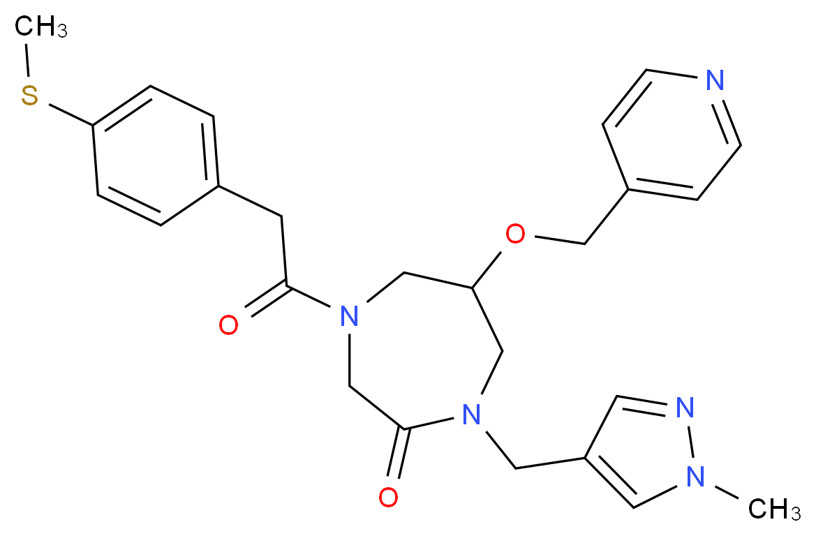 1-[(1-methyl-1H-pyrazol-4-yl)methyl]-4-{[4-(methylthio)phenyl]acetyl}-6-(4-pyridinylmethoxy)-1,4-diazepan-2-one_Molecular_structure_CAS_)