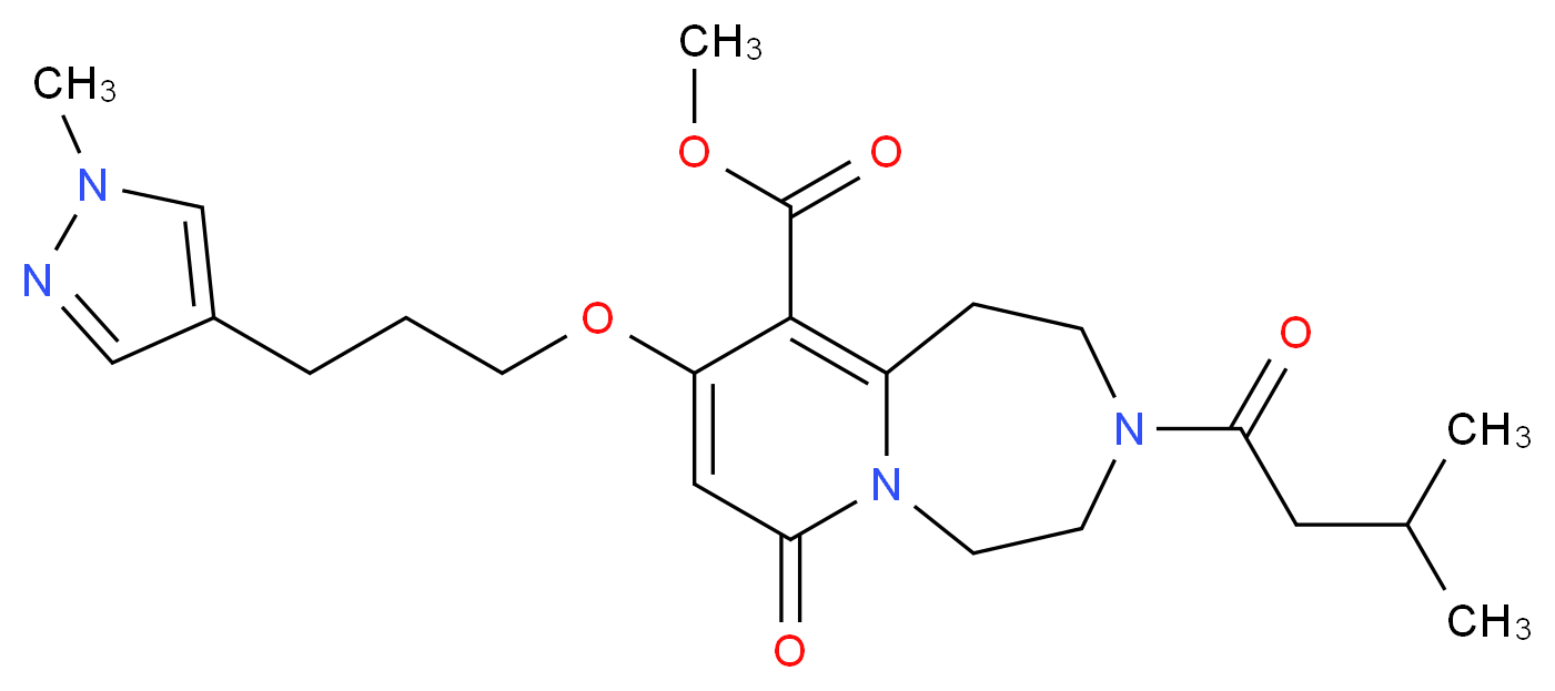 methyl 3-(3-methylbutanoyl)-9-[3-(1-methyl-1H-pyrazol-4-yl)propoxy]-7-oxo-1,2,3,4,5,7-hexahydropyrido[1,2-d][1,4]diazepine-10-carboxylate_Molecular_structure_CAS_)