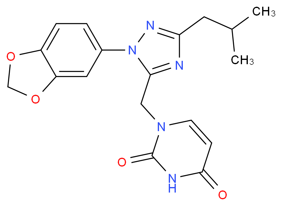 1-{[1-(1,3-benzodioxol-5-yl)-3-isobutyl-1H-1,2,4-triazol-5-yl]methyl}pyrimidine-2,4(1H,3H)-dione_Molecular_structure_CAS_)