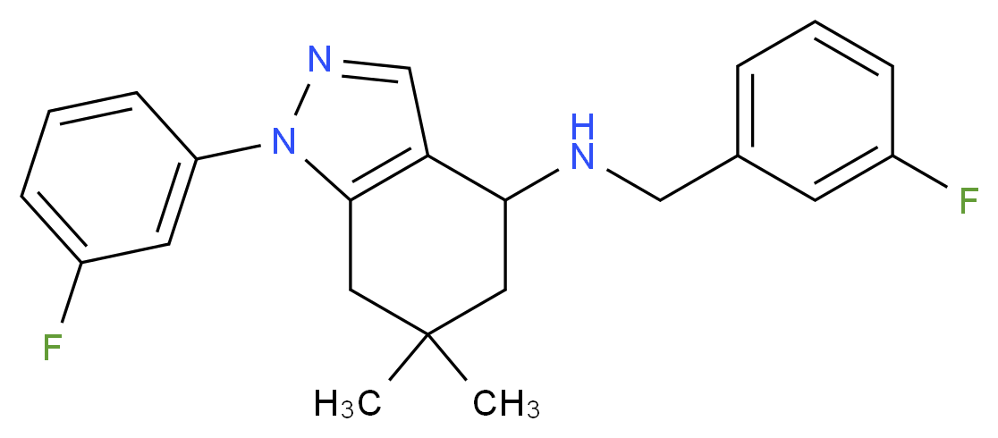N-(3-fluorobenzyl)-1-(3-fluorophenyl)-6,6-dimethyl-4,5,6,7-tetrahydro-1H-indazol-4-amine_Molecular_structure_CAS_)