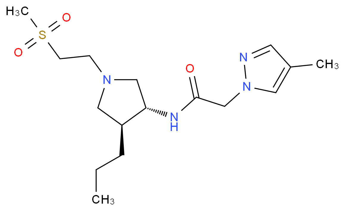 2-(4-methyl-1H-pyrazol-1-yl)-N-{(3R*,4S*)-1-[2-(methylsulfonyl)ethyl]-4-propyl-3-pyrrolidinyl}acetamide_Molecular_structure_CAS_)