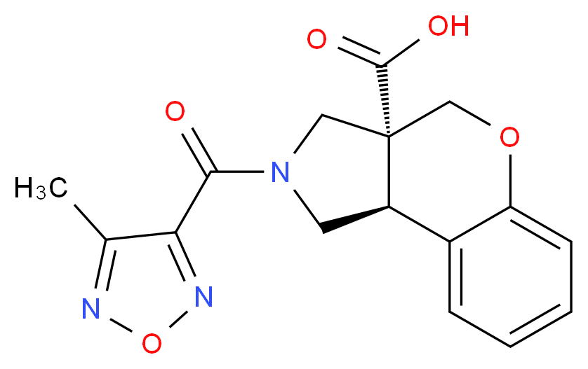 (3aR*,9bR*)-2-[(4-methyl-1,2,5-oxadiazol-3-yl)carbonyl]-1,2,3,9b-tetrahydrochromeno[3,4-c]pyrrole-3a(4H)-carboxylic acid_Molecular_structure_CAS_)