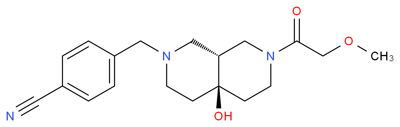 4-{[(4aR*,8aR*)-4a-hydroxy-7-(methoxyacetyl)octahydro-2,7-naphthyridin-2(1H)-yl]methyl}benzonitrile_Molecular_structure_CAS_)