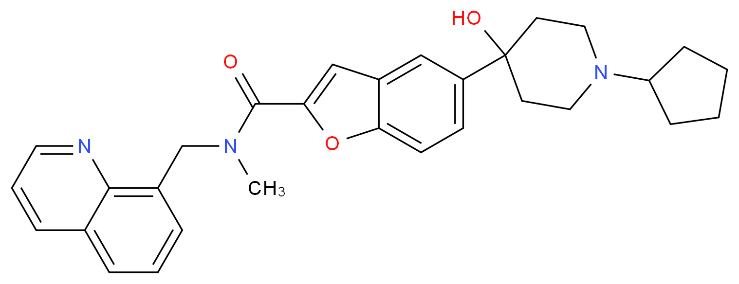 5-(1-cyclopentyl-4-hydroxy-4-piperidinyl)-N-methyl-N-(8-quinolinylmethyl)-1-benzofuran-2-carboxamide_Molecular_structure_CAS_)