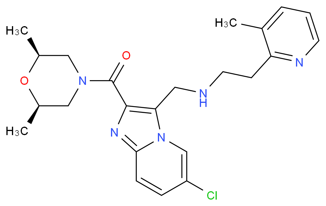 N-[(6-chloro-2-{[(2R*,6S*)-2,6-dimethyl-4-morpholinyl]carbonyl}imidazo[1,2-a]pyridin-3-yl)methyl]-2-(3-methyl-2-pyridinyl)ethanamine_Molecular_structure_CAS_)