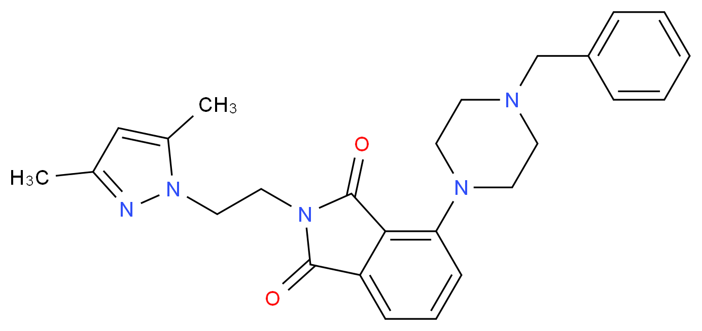 4-(4-benzyl-1-piperazinyl)-2-[2-(3,5-dimethyl-1H-pyrazol-1-yl)ethyl]-1H-isoindole-1,3(2H)-dione_Molecular_structure_CAS_)
