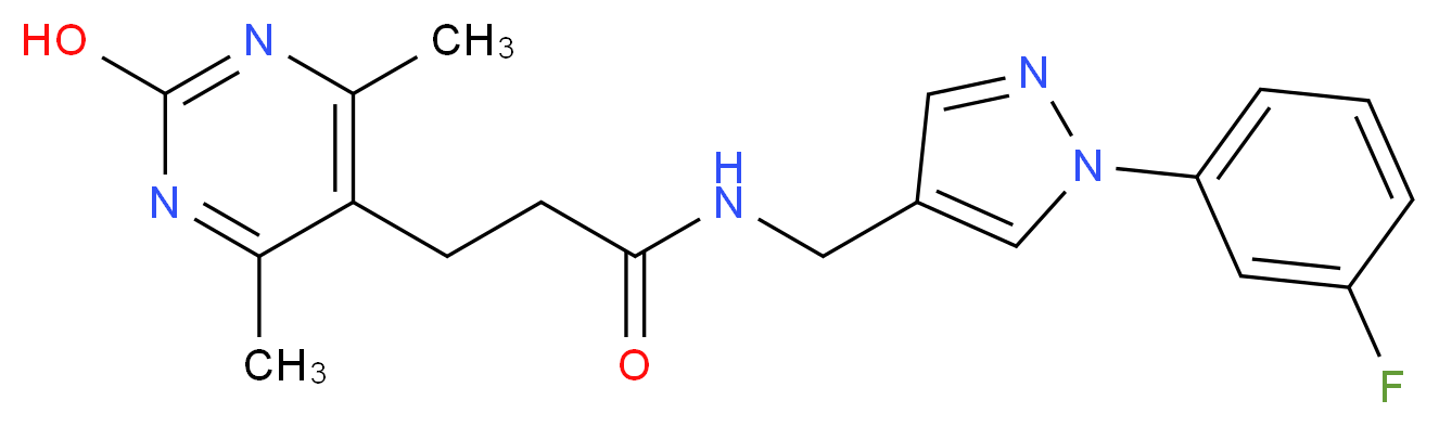 N-{[1-(3-fluorophenyl)-1H-pyrazol-4-yl]methyl}-3-(2-hydroxy-4,6-dimethylpyrimidin-5-yl)propanamide_Molecular_structure_CAS_)