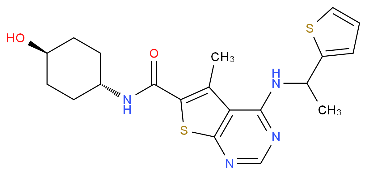 N-(trans-4-hydroxycyclohexyl)-5-methyl-4-{[1-(2-thienyl)ethyl]amino}thieno[2,3-d]pyrimidine-6-carboxamide_Molecular_structure_CAS_)