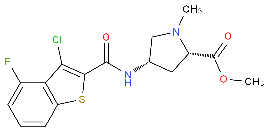 methyl (2S,4S)-4-{[(3-chloro-4-fluoro-1-benzothien-2-yl)carbonyl]amino}-1-methylpyrrolidine-2-carboxylate_Molecular_structure_CAS_)