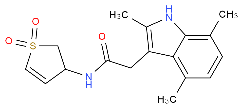 N-(1,1-dioxido-2,3-dihydro-3-thienyl)-2-(2,4,7-trimethyl-1H-indol-3-yl)acetamide_Molecular_structure_CAS_)