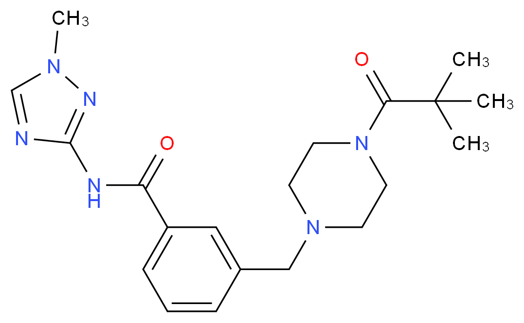3-{[4-(2,2-dimethylpropanoyl)piperazin-1-yl]methyl}-N-(1-methyl-1H-1,2,4-triazol-3-yl)benzamide_Molecular_structure_CAS_)