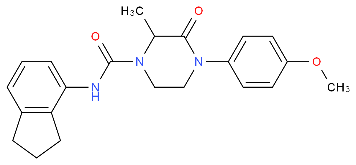N-(2,3-dihydro-1H-inden-4-yl)-4-(4-methoxyphenyl)-2-methyl-3-oxopiperazine-1-carboxamide_Molecular_structure_CAS_)
