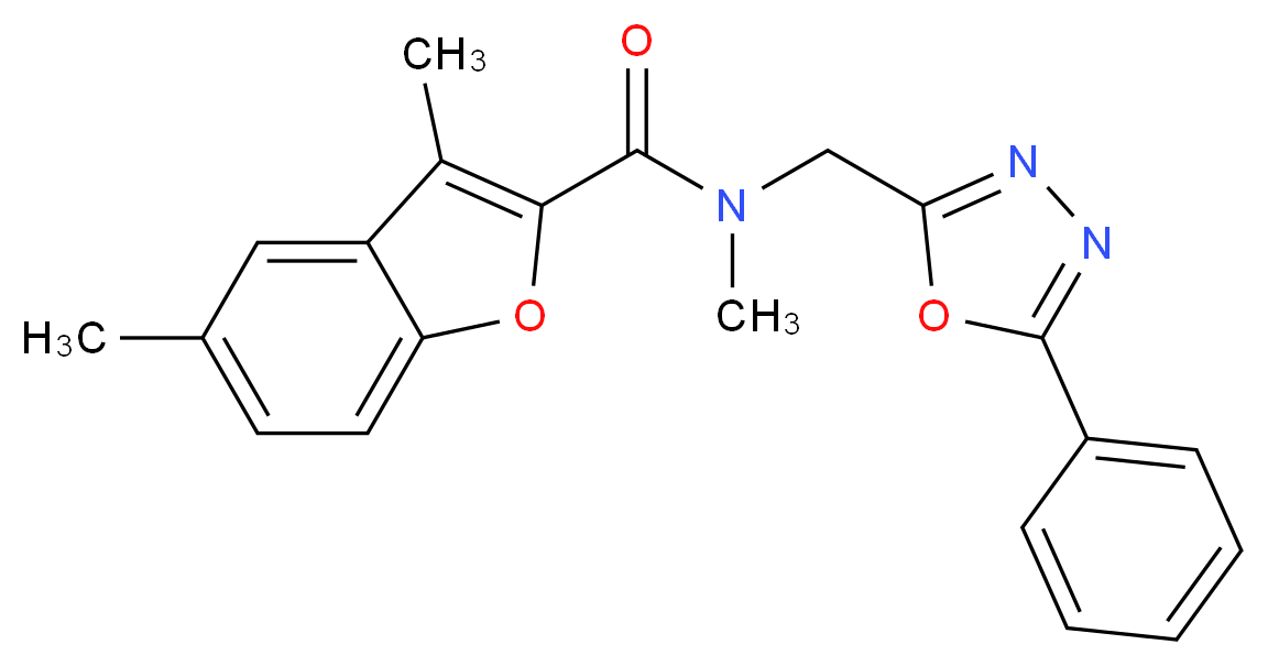 N,3,5-trimethyl-N-[(5-phenyl-1,3,4-oxadiazol-2-yl)methyl]-1-benzofuran-2-carboxamide_Molecular_structure_CAS_)