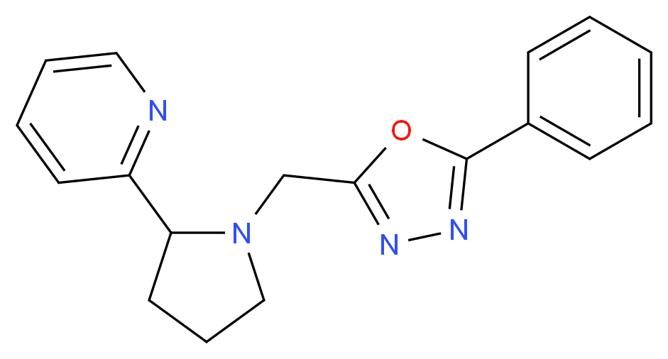 2-{1-[(5-phenyl-1,3,4-oxadiazol-2-yl)methyl]-2-pyrrolidinyl}pyridine_Molecular_structure_CAS_)
