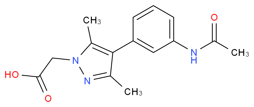 {4-[3-(acetylamino)phenyl]-3,5-dimethyl-1H-pyrazol-1-yl}acetic acid_Molecular_structure_CAS_)