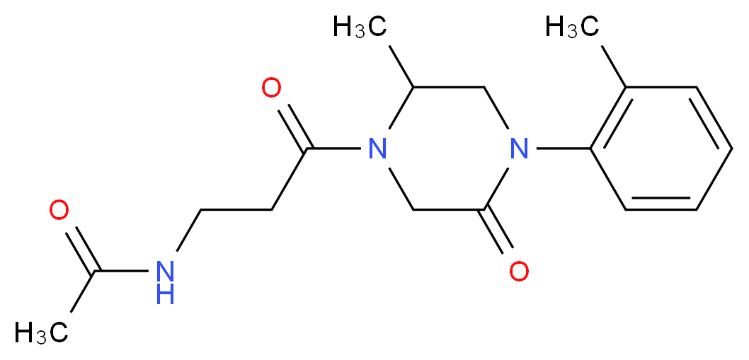N-{3-[2-methyl-4-(2-methylphenyl)-5-oxo-1-piperazinyl]-3-oxopropyl}acetamide (non-preferred name)_Molecular_structure_CAS_)